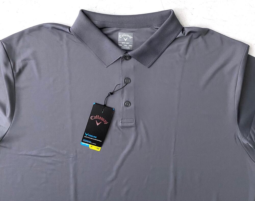 Callaway Nwt Polo Shirt Opti-Dri Cooling Solid Quiet Shade Gray Golf XXL 2XL